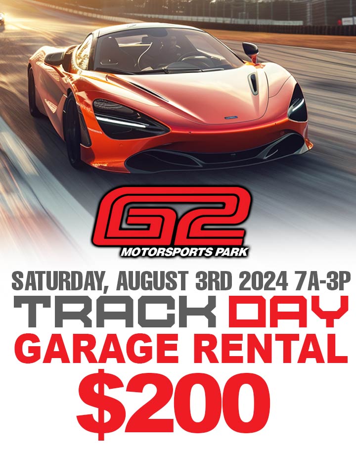 Garage Rent Advert Track Day Garage Rental – G2 Performance